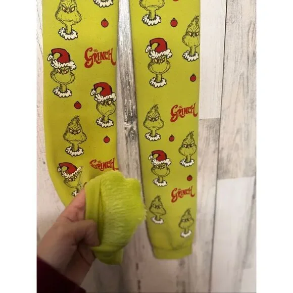 The Grinch Christmas Jogger leggings Green Fleece Unisex S/M Holiday - Picture 4 of 6